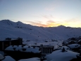 Náš první západ slunce nad Val Thorens