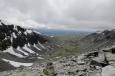 Výhled z vrcholu Vinjeronden, národní park Rondane, Norsko