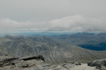 Výhled z vrcholu Vinjeronden, národní park Rondane, Norsko