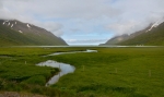 Neobydlená zátoka Héðinsfjörður mezi Ólafsfjörðurem a Siglufjörðurem