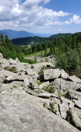 Kamenné moře ve svahu hřebene k Monte Vigo. 